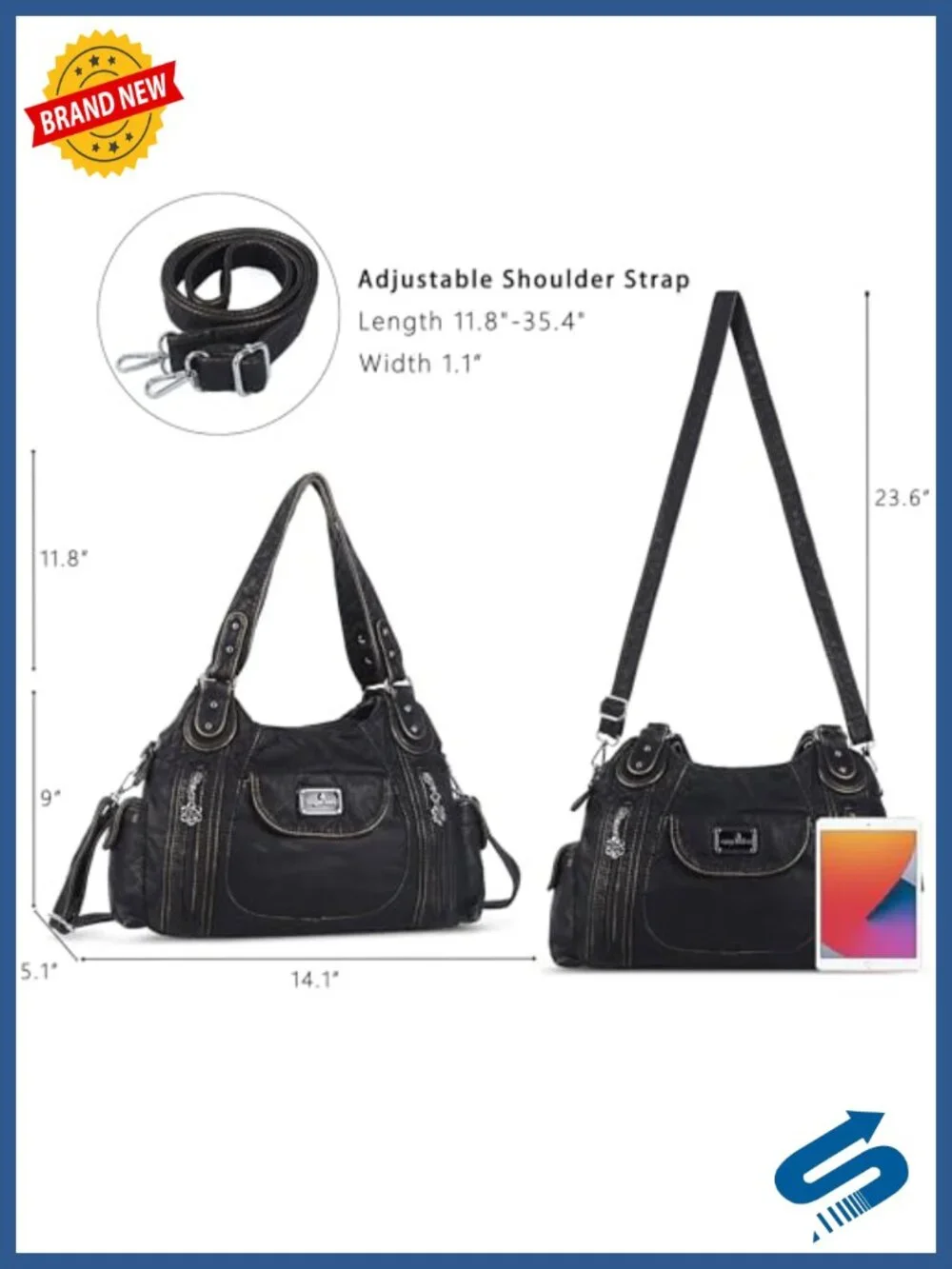 Large Faux Leather Hobo Tote Purse for Women, Multifunctional Satchel Handbag